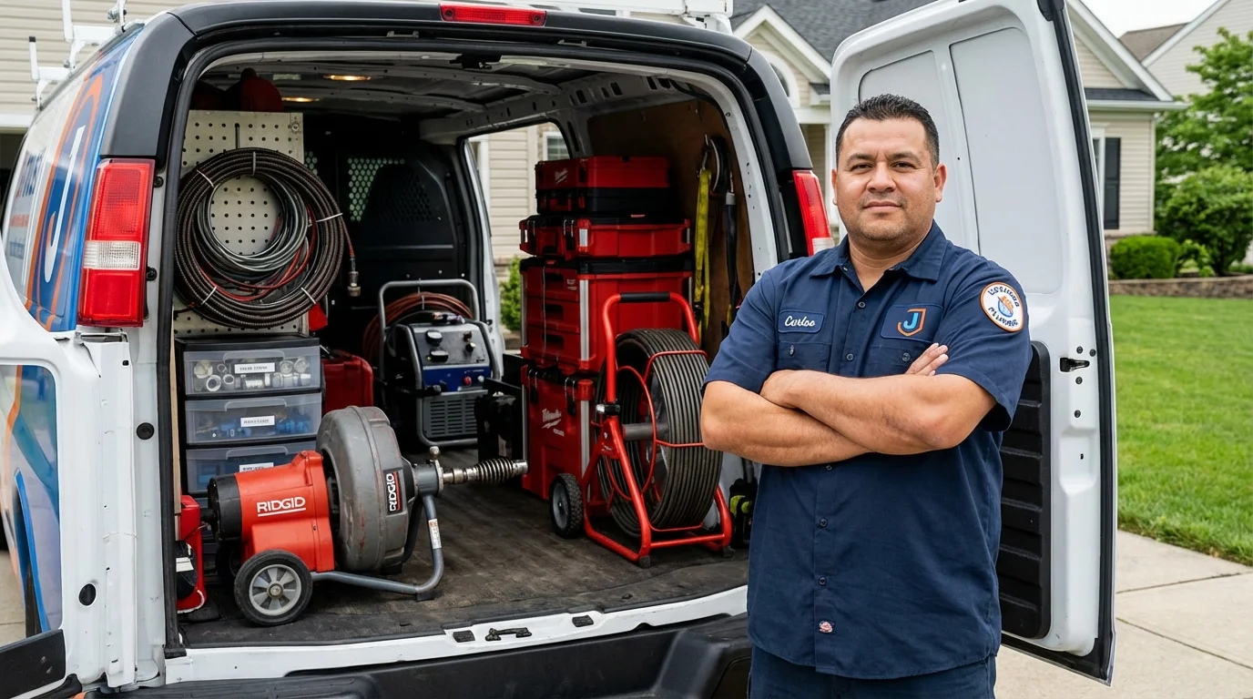 Professional drain cleaning equipment and Johns Plumbing LLC plumber in Opelousas