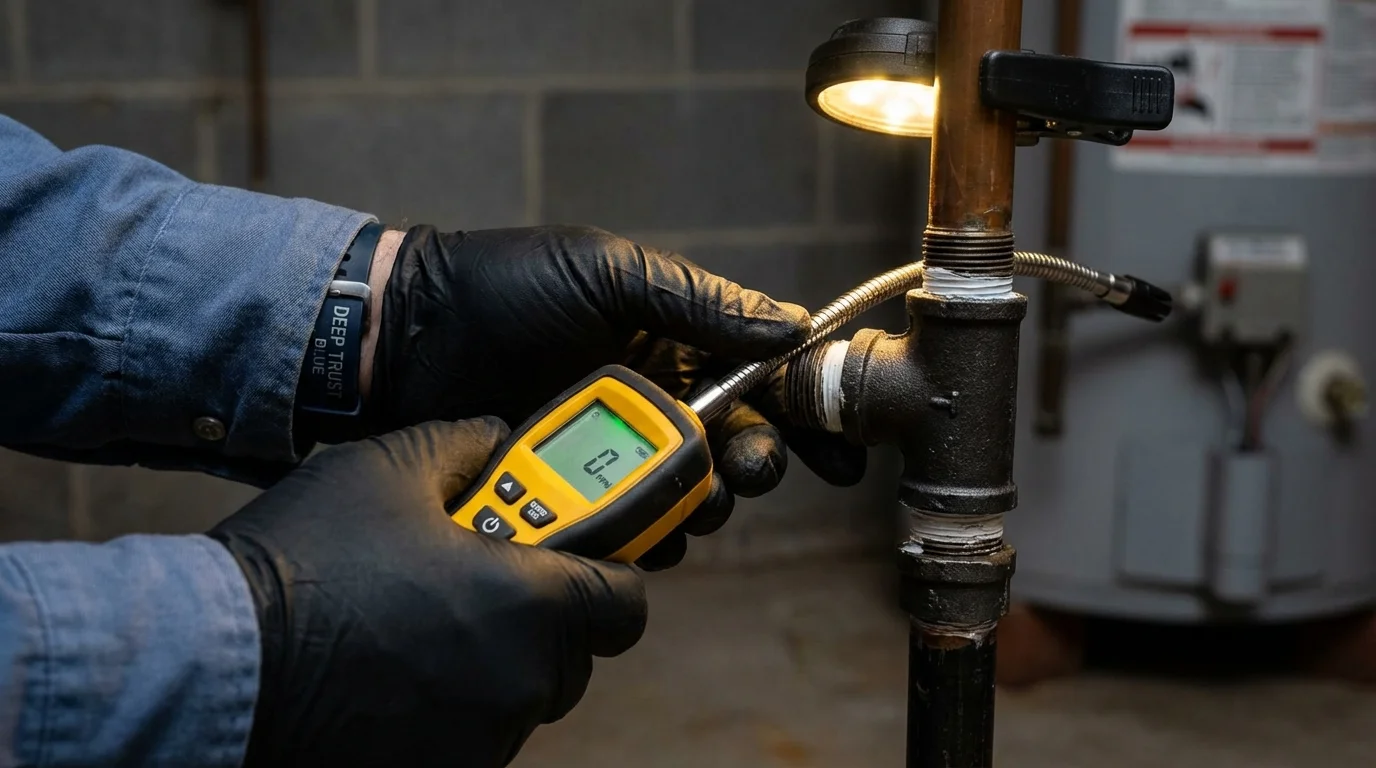 Gas leak detection with electronic sniffer by Johns Plumbing LLC in Opelousas