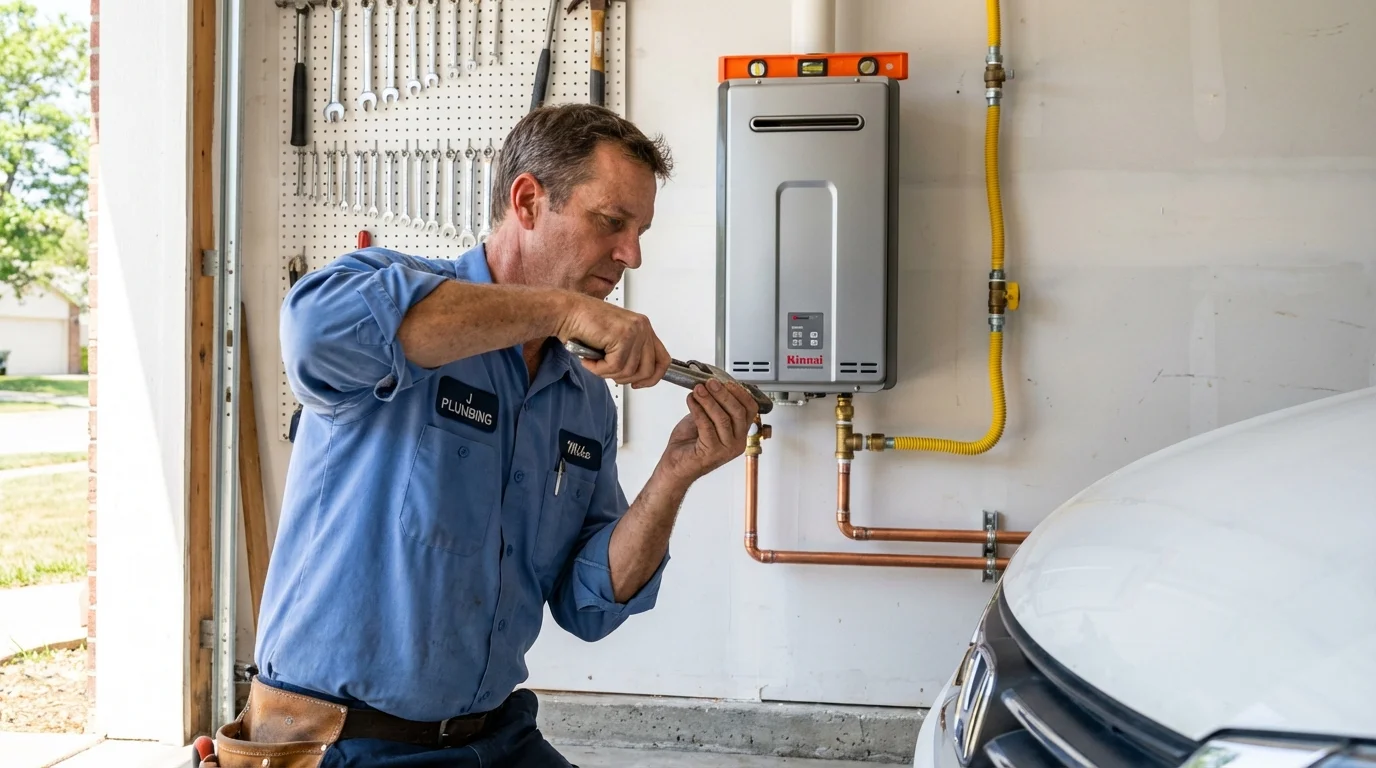 Tankless water heater installation by a Johns Plumbing LLC plumber in Opelousas